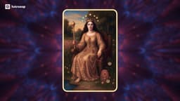 The Empress tarot card showing a crowned woman seated on a throner.